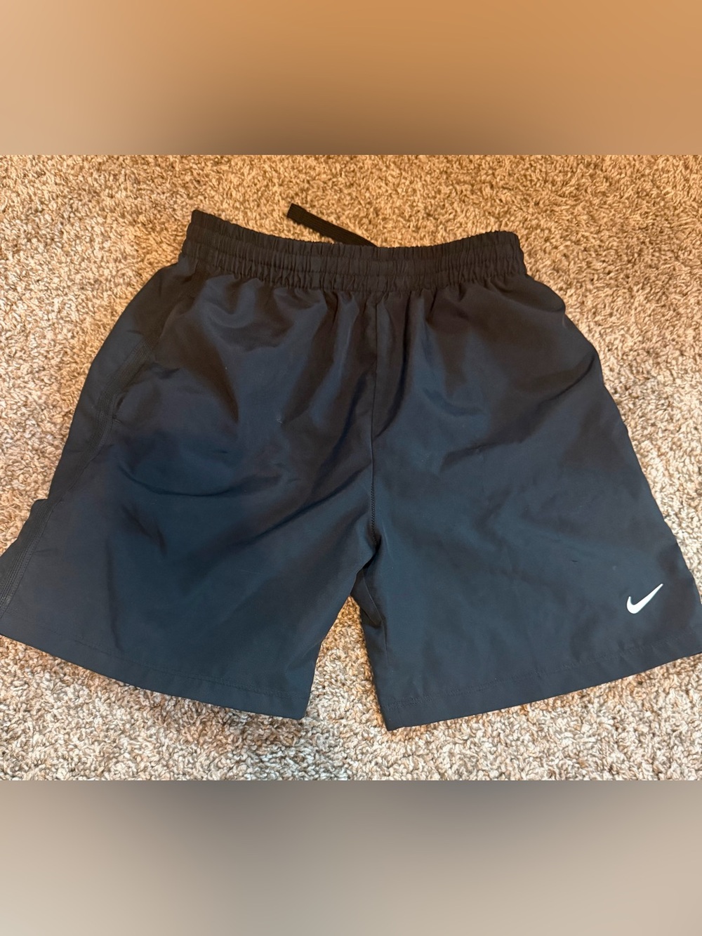Nike Black Kids Athletic Shorts with White Swoosh